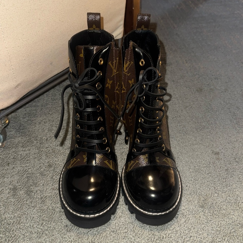 Louis Vuitton Women's Black and Brown Boots - Picture 3 of 4